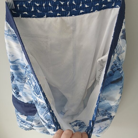 Tommy Bahama Men's Swim Trunks Blue White Beach Drawstring Size XL - Picture 10 of 15